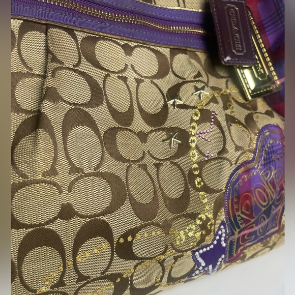 Rare Coach Poppy Signature Applique Tartan Glam Tote - Picture 9 of 16